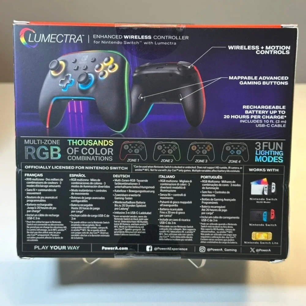 PowerA Lumectra Enhanced‎ Wireless Controller for Nintendo Switch RGB